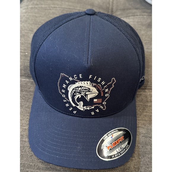 Columbia PFG Mesh FlexFit USA Map/Fish Patch Hat Blue Sz: L/XL (New w/Tags) - Picture 1 of 5